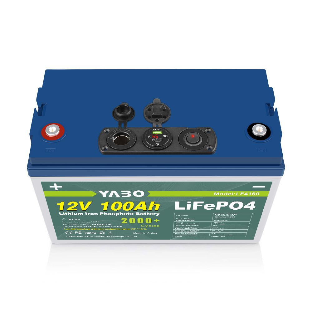 YABO 12V 100Ah LiFePO4 Battery with USB Ports